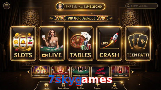 Main screen of 7Skygames casino page for PK players