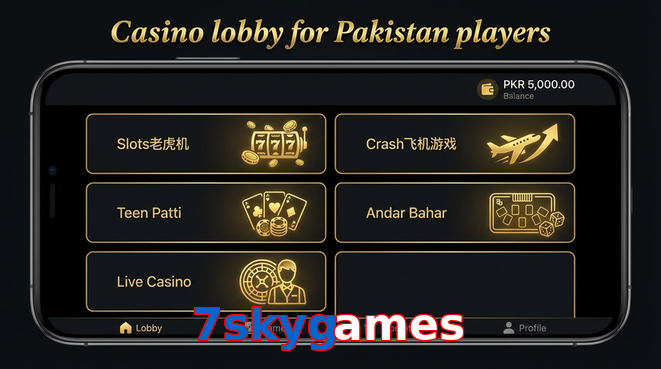 Lobby view of 7Skygames for Pakistan users